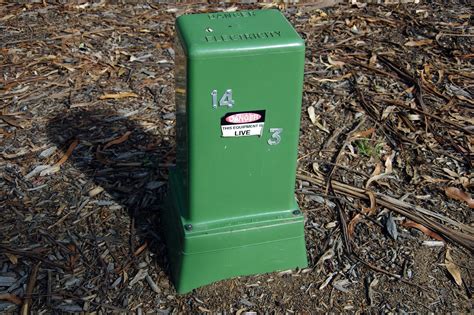 green electrical transformer box|green electrical box in yard.